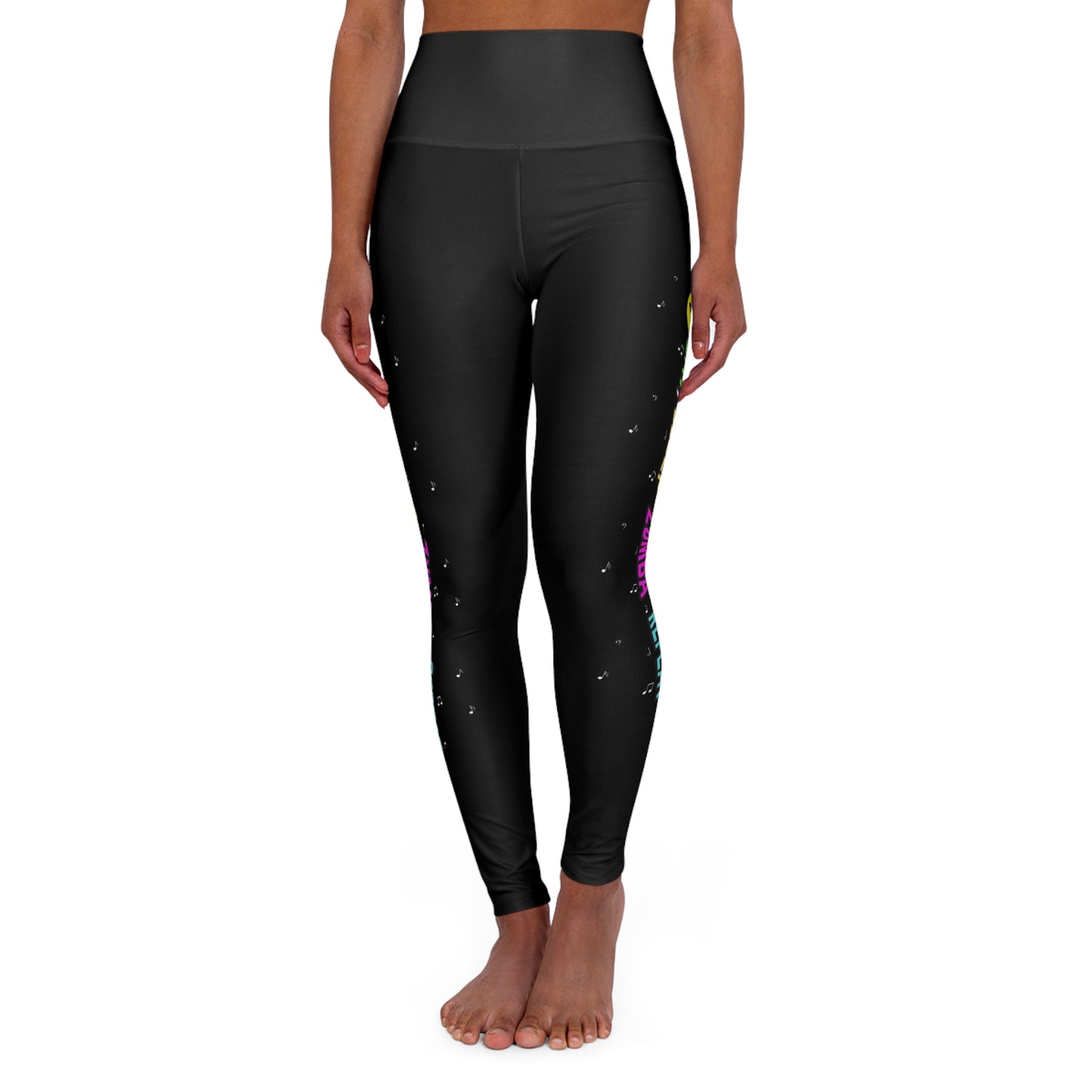 Colorful Eat, Sleep, Zumba, Repeat High Waisted Yoga Leggings (AOP)