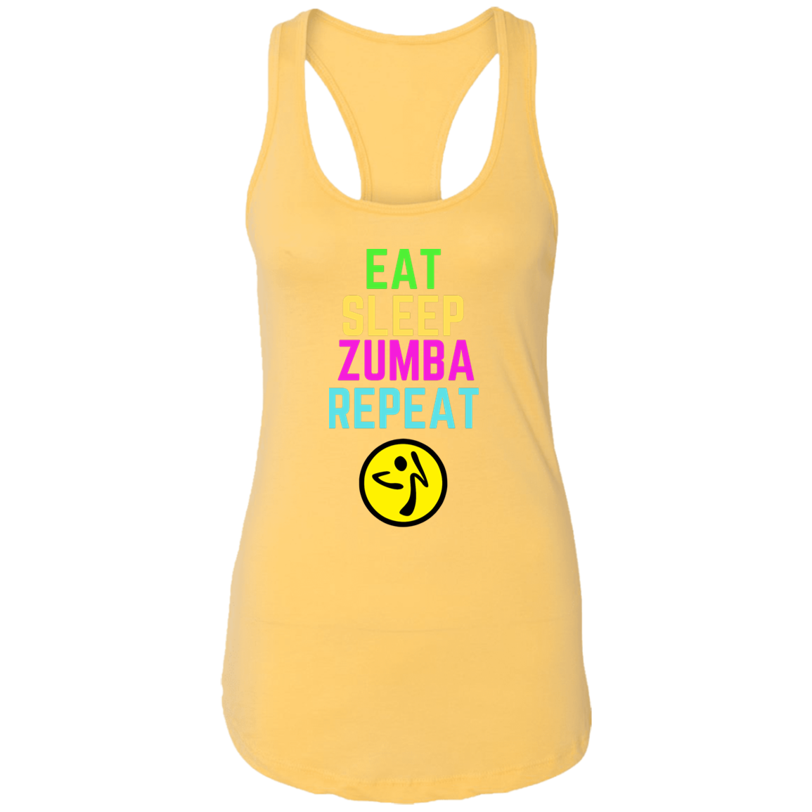 Colorful Eat, Sleep, Zumba, Repeat Ladies Ideal Racerback Tank