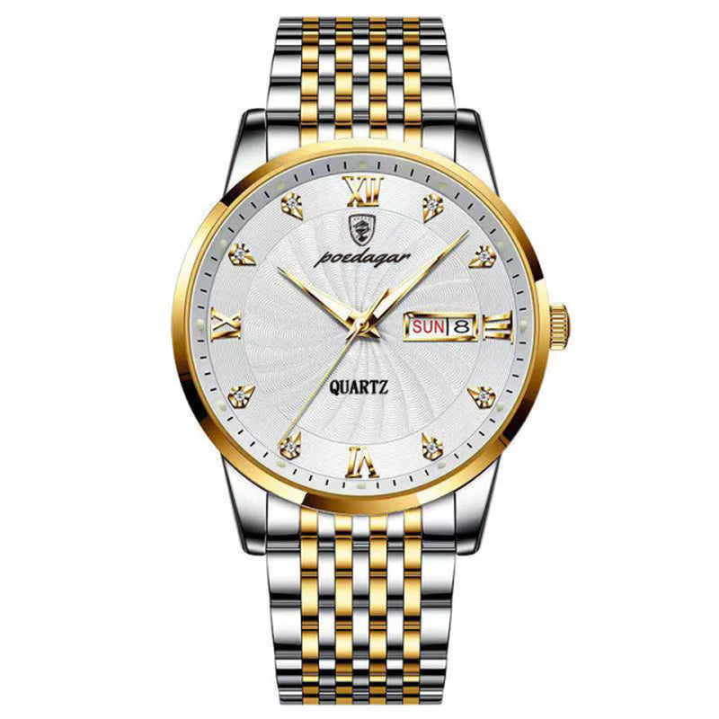 Top Quality Men's Stainless Steel Luxury Sport Watch - Waterproof, Luminous, Date Week Display, Hidden Clasp