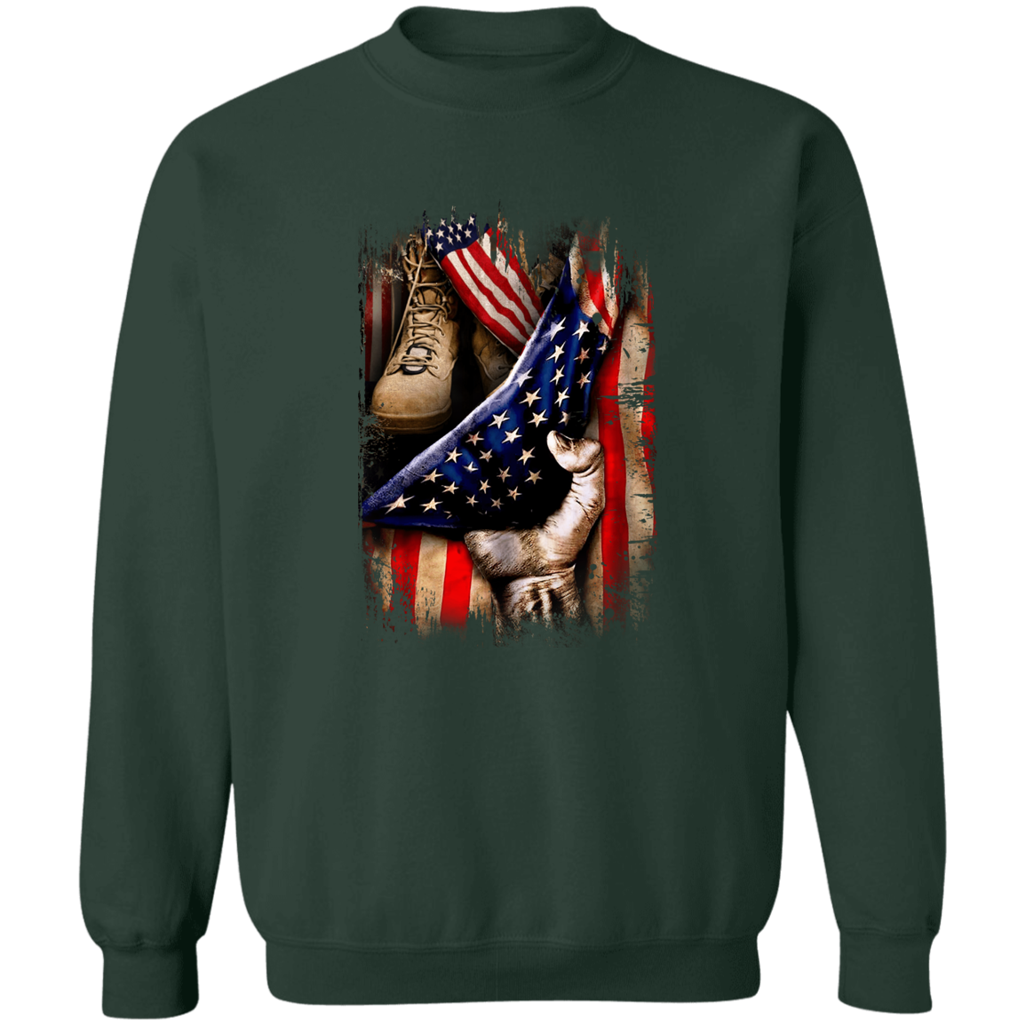 Veteran's Hand Flag Crewneck Pullover Sweatshirt