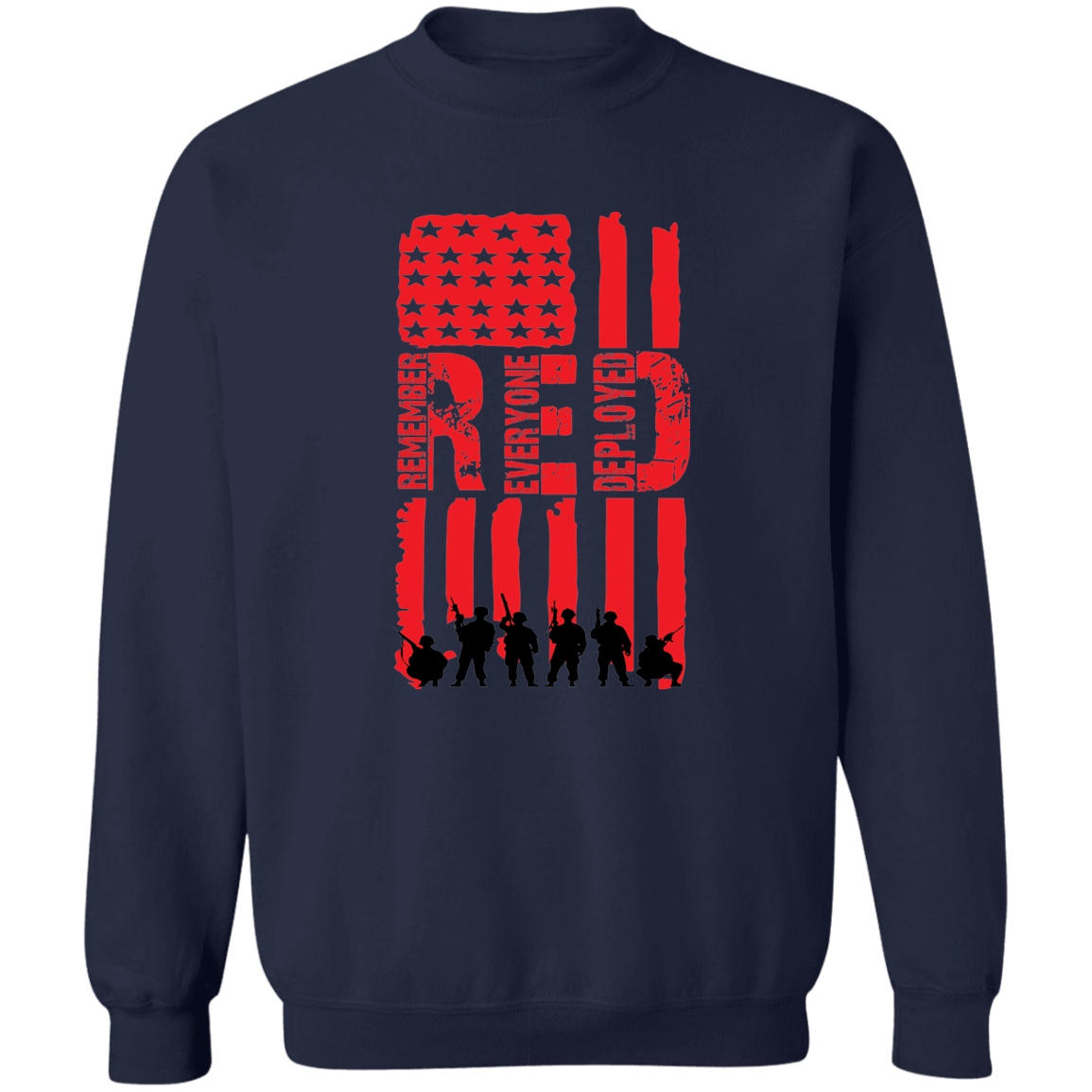 Veteran's Red Flag Crewneck Pullover Sweatshirt