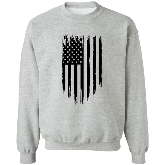 Distressed Vertical Flag  Pullover Sweatshirt