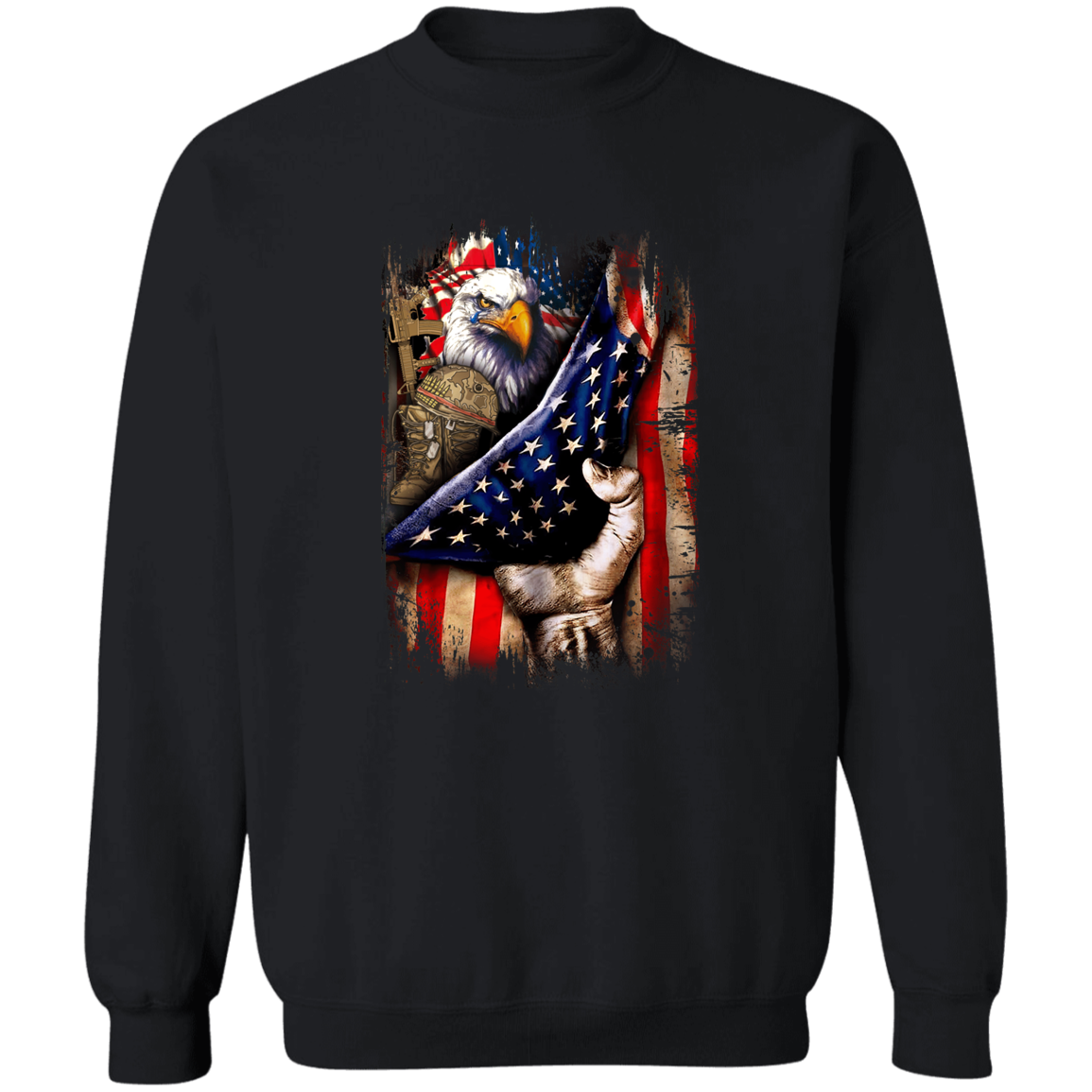 American Flag Crewneck Pullover Sweatshirt