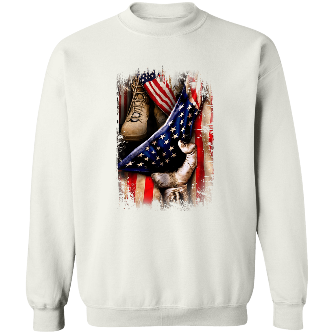 Veteran's Hand Flag Crewneck Pullover Sweatshirt