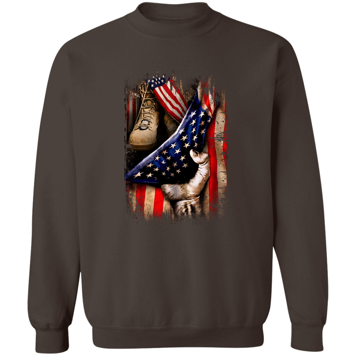 Veteran's Hand Flag Crewneck Pullover Sweatshirt