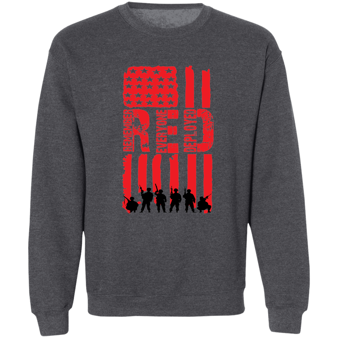 Veteran's Red Flag Crewneck Pullover Sweatshirt