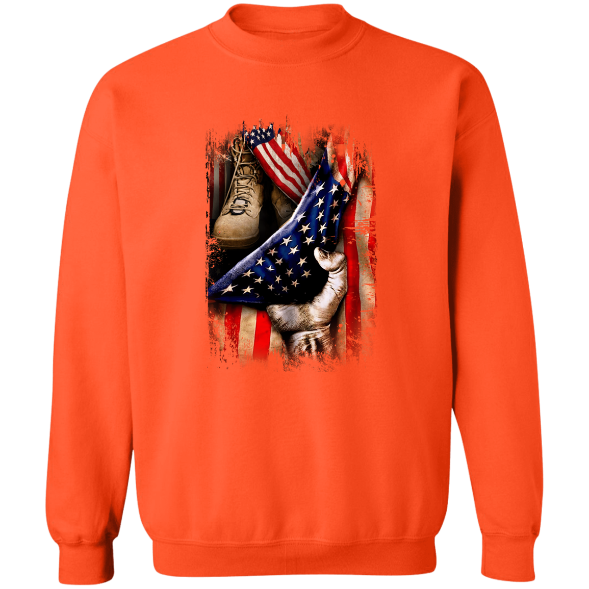 Veteran's Hand Flag Crewneck Pullover Sweatshirt