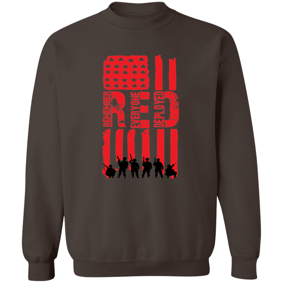 Veteran's Red Flag Crewneck Pullover Sweatshirt