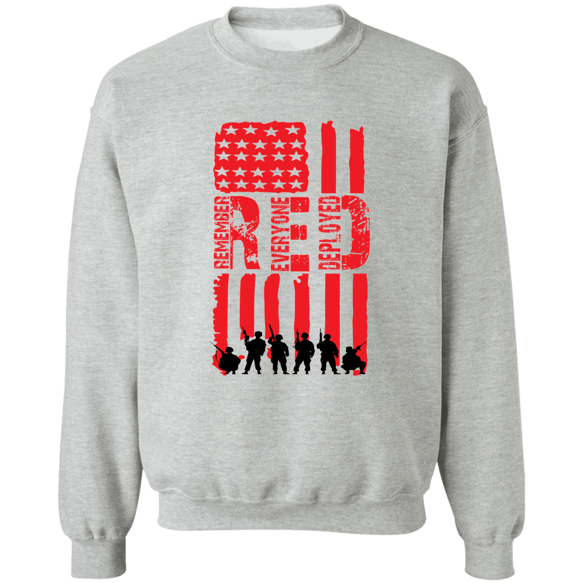 Veteran's Red Flag Crewneck Pullover Sweatshirt