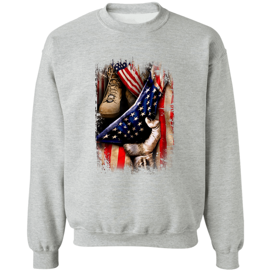 Veteran's Hand Flag Crewneck Pullover Sweatshirt