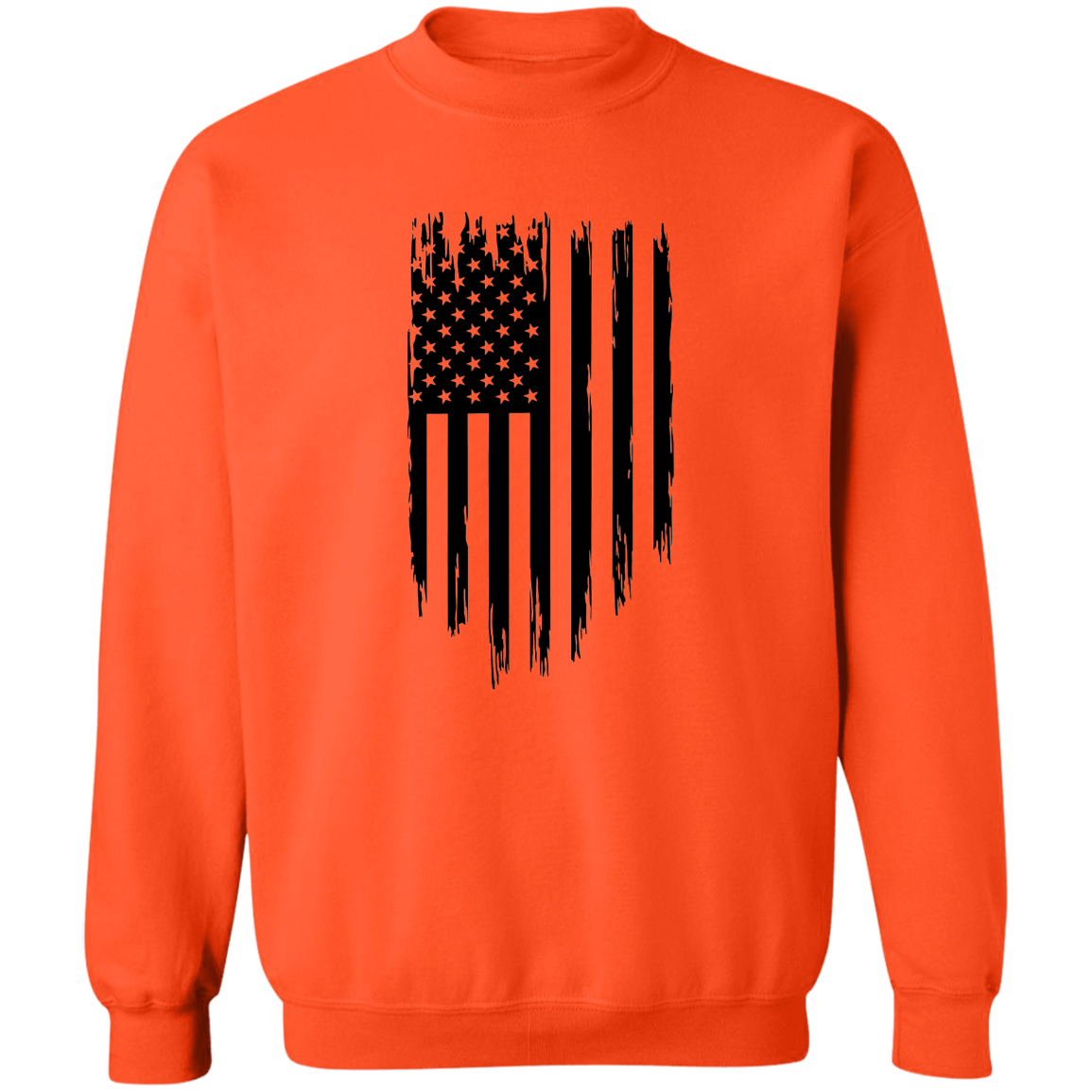 Distressed Vertical Flag  Pullover Sweatshirt