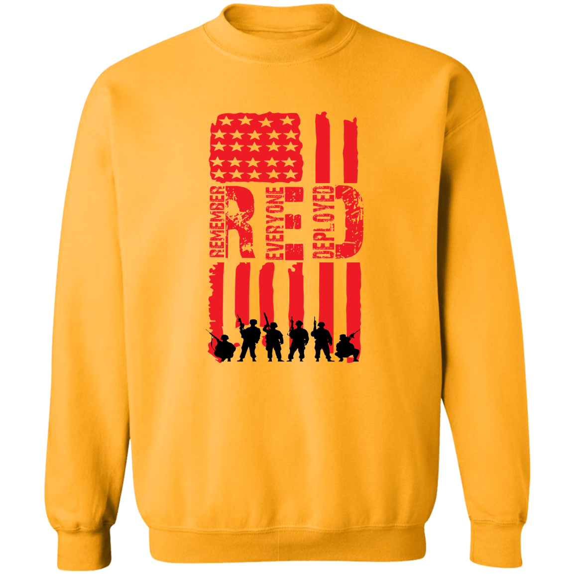 Veteran's Red Flag Crewneck Pullover Sweatshirt