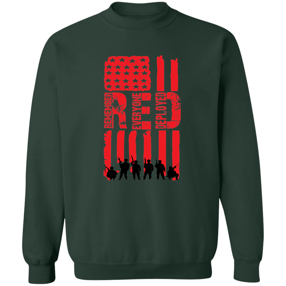 Veteran's Red Flag Crewneck Pullover Sweatshirt