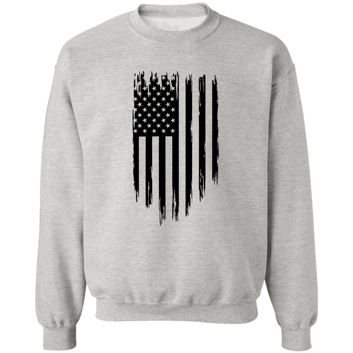 Distressed Vertical Flag  Pullover Sweatshirt