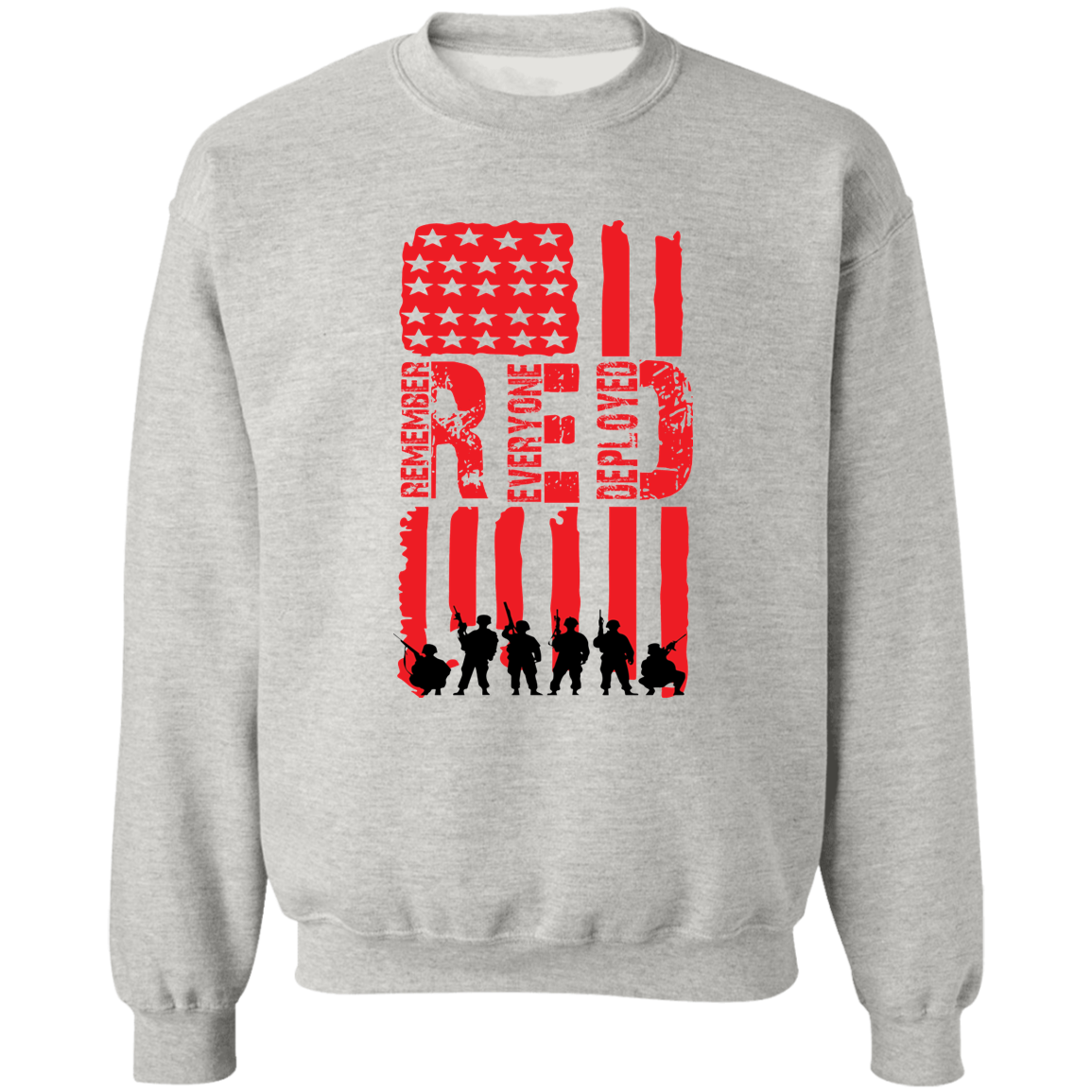 Veteran's Red Flag Crewneck Pullover Sweatshirt