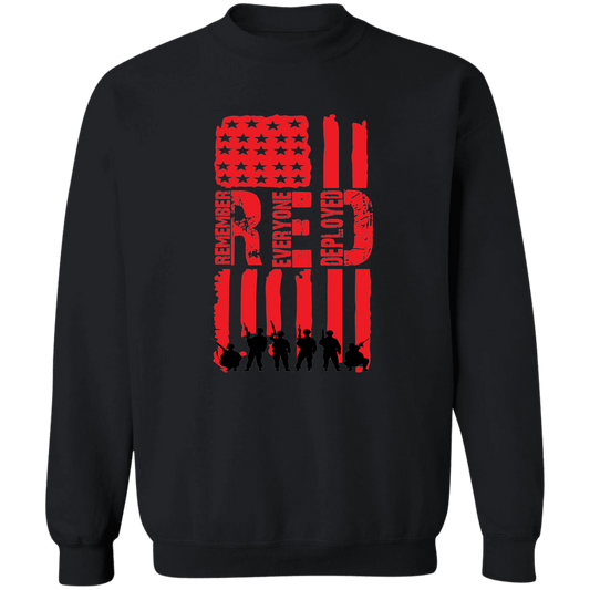 Veteran's Red Flag Crewneck Pullover Sweatshirt