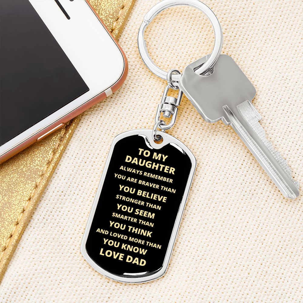 To My Daughter (Love Dad) Dog Tag Keychain