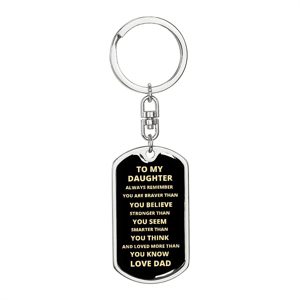 To My Daughter (Love Dad) Dog Tag Keychain