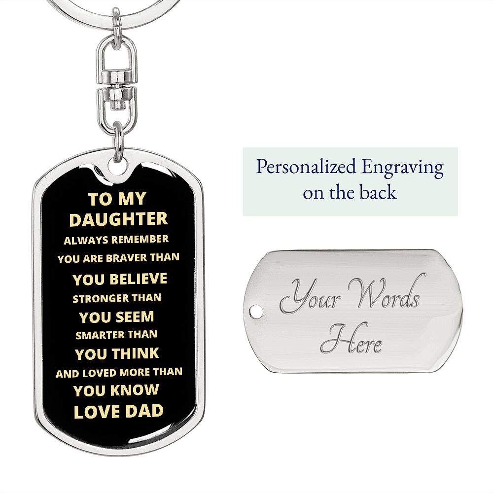 To My Daughter (Love Dad) Dog Tag Keychain