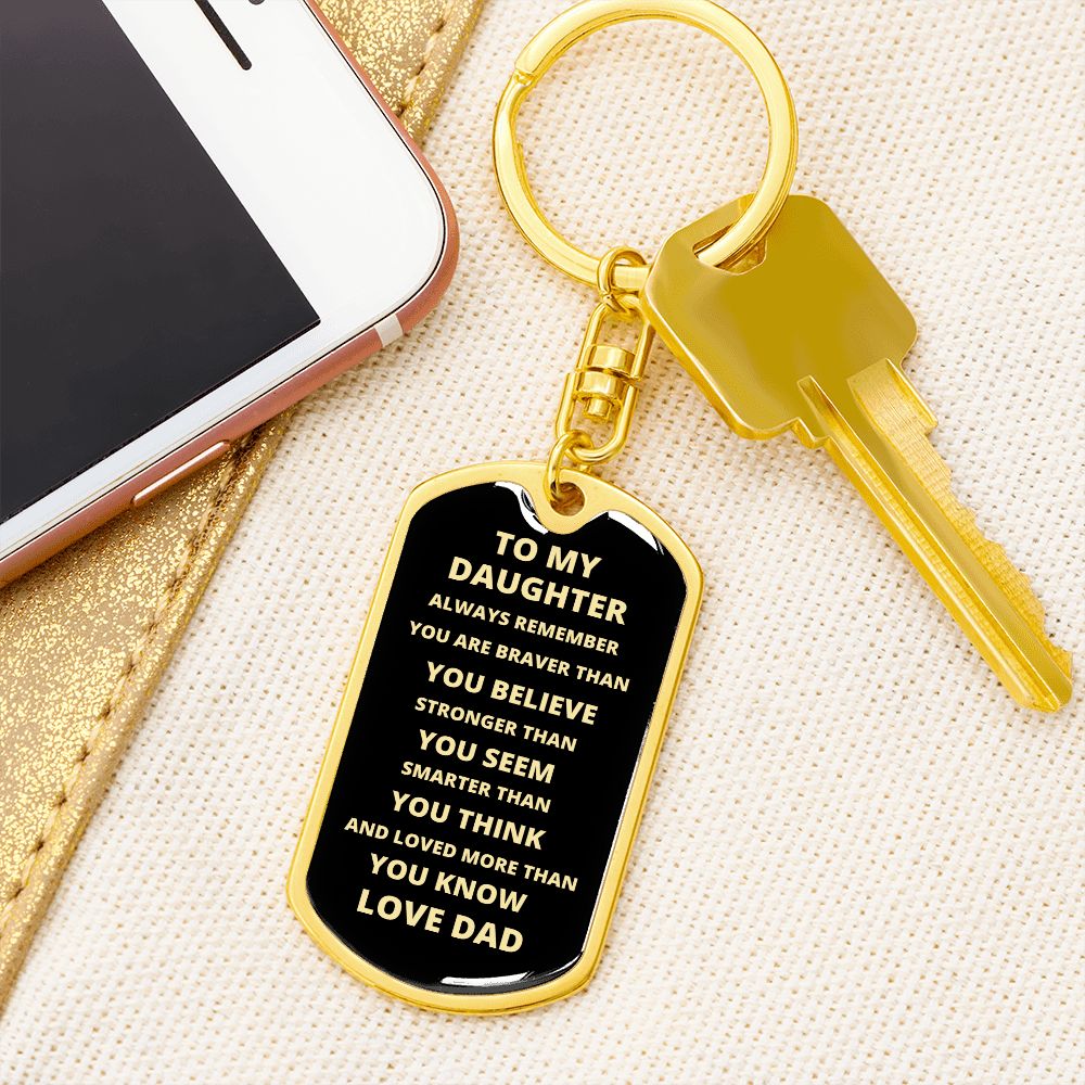 To My Daughter (Love Dad) Dog Tag Keychain