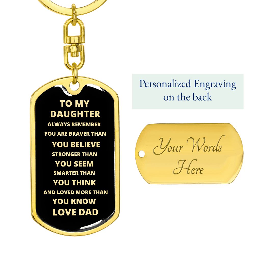 To My Daughter (Love Dad) Dog Tag Keychain