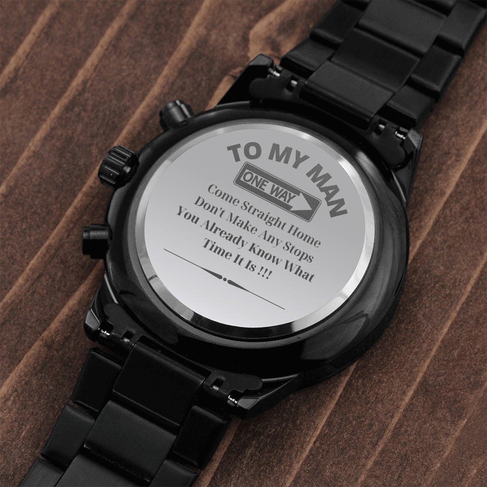 To My Man Black Chronograph Watch