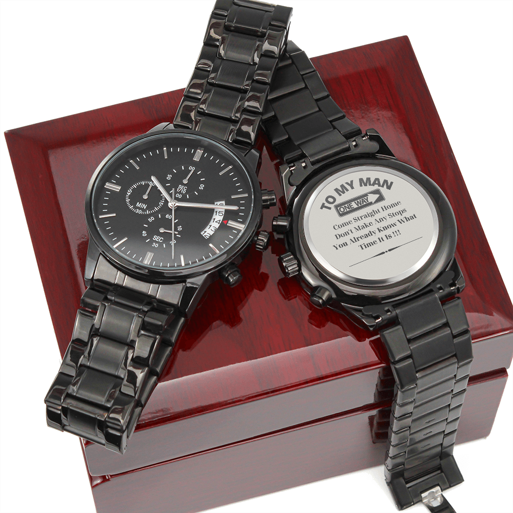 To My Man Black Chronograph Watch