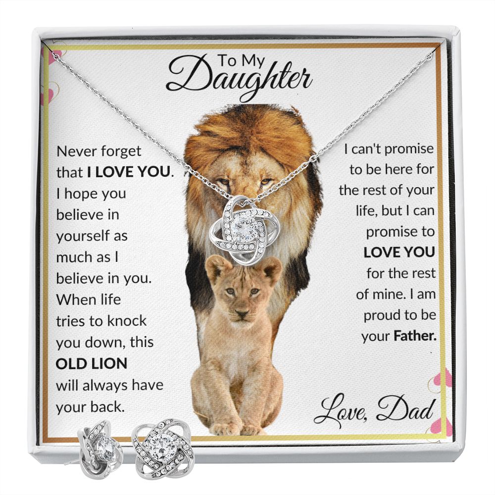 To My Daughter Lion Love Knot Necklace