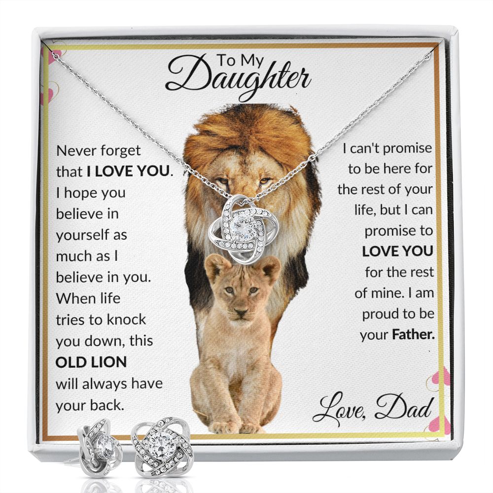 To My Daughter Lion Love Knot Necklace