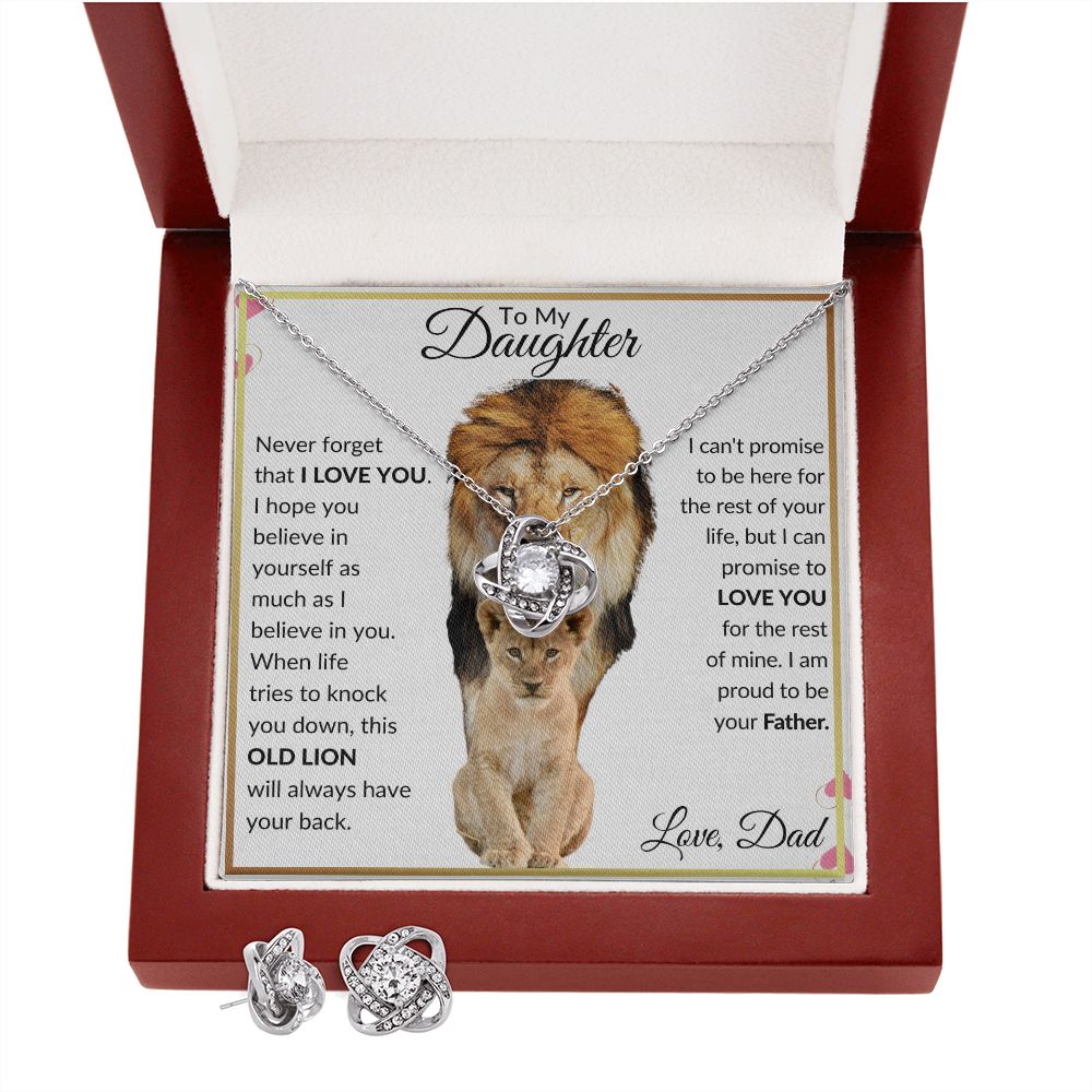 To My Daughter Lion Love Knot Necklace