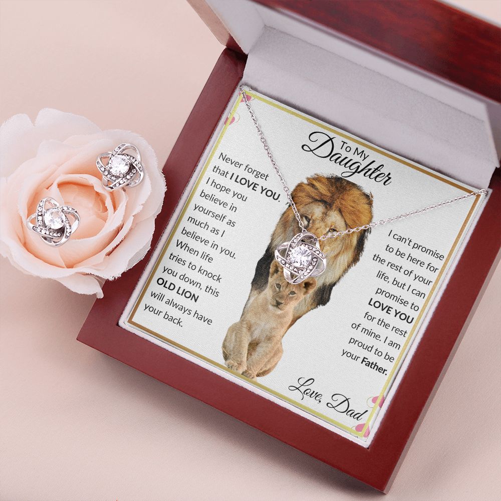 To My Daughter Lion Love Knot Necklace