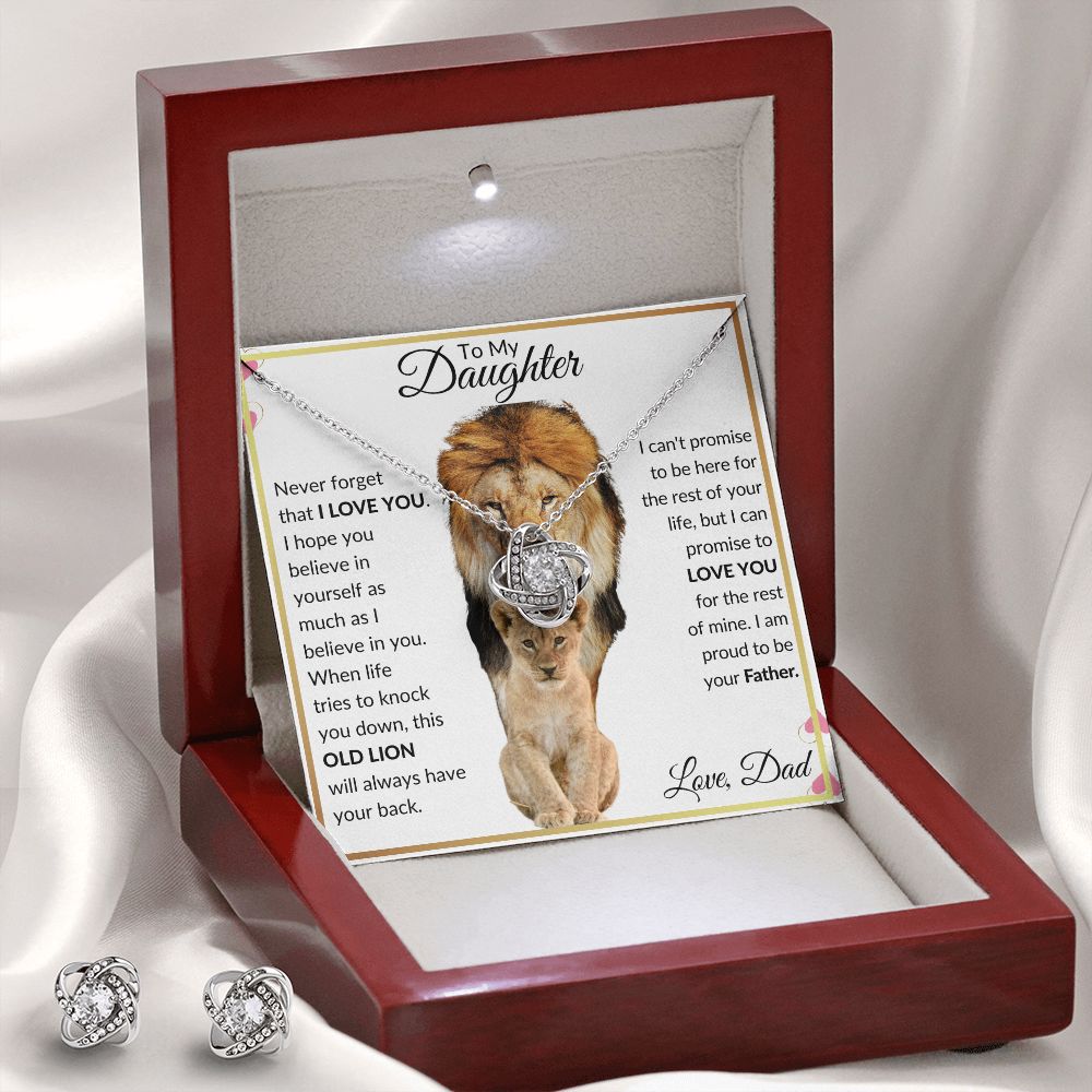 To My Daughter Lion Love Knot Necklace