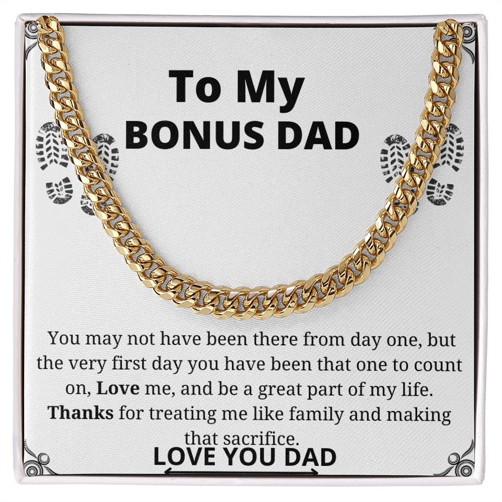 To My Bonus Dad Cuban Link Chain