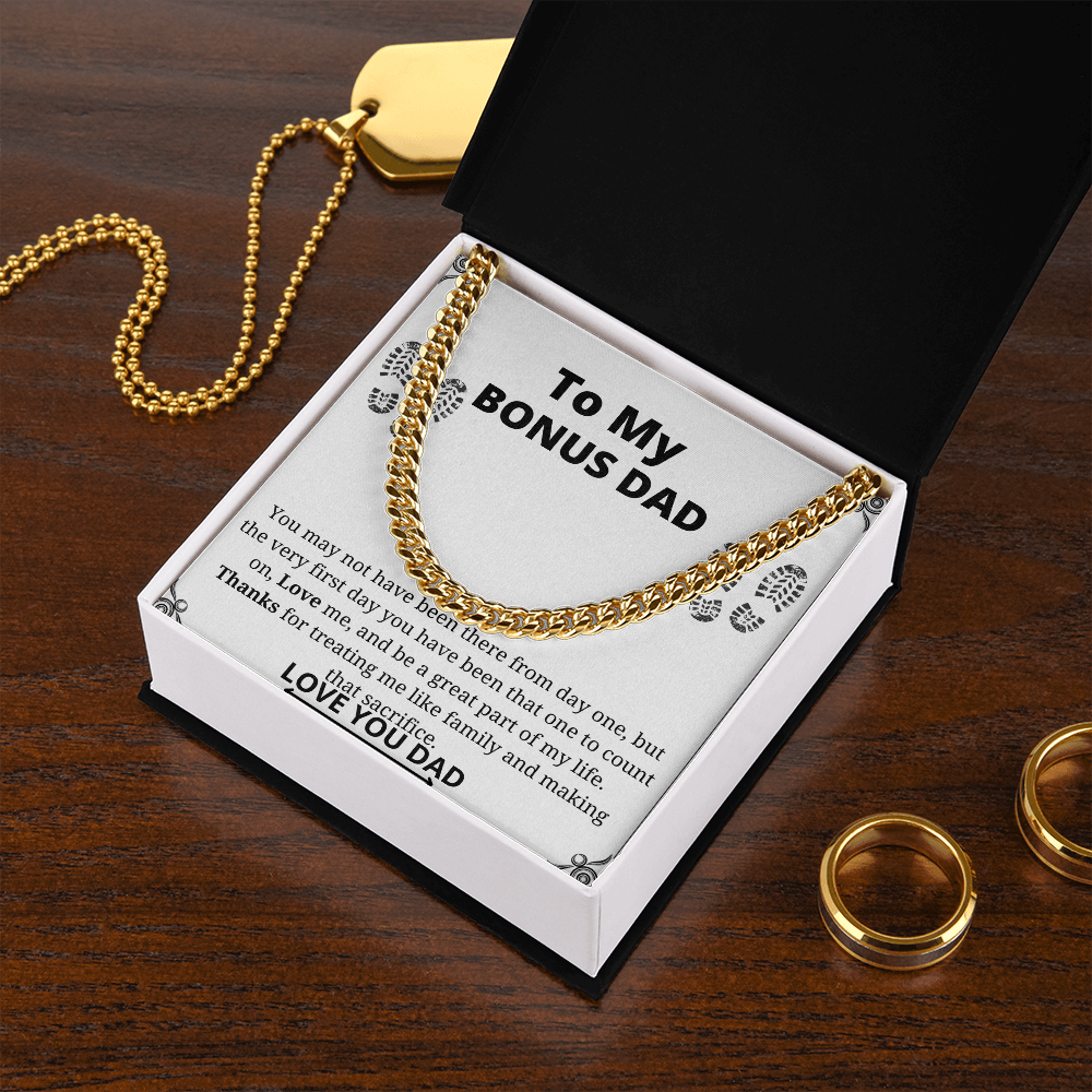 To My Bonus Dad Cuban Link Chain