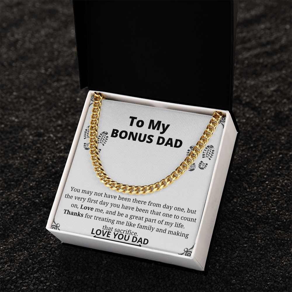 To My Bonus Dad Cuban Link Chain