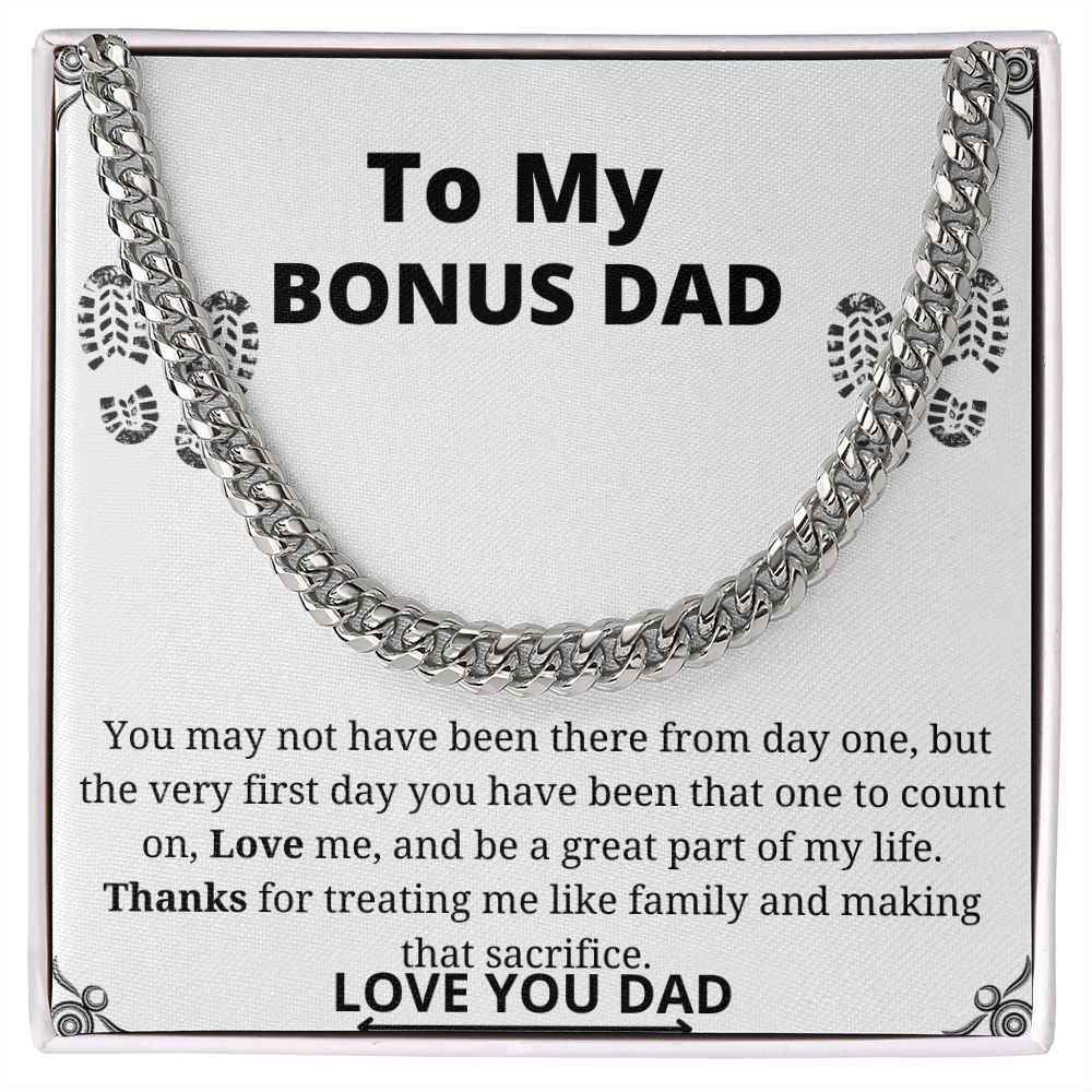 To My Bonus Dad Cuban Link Chain