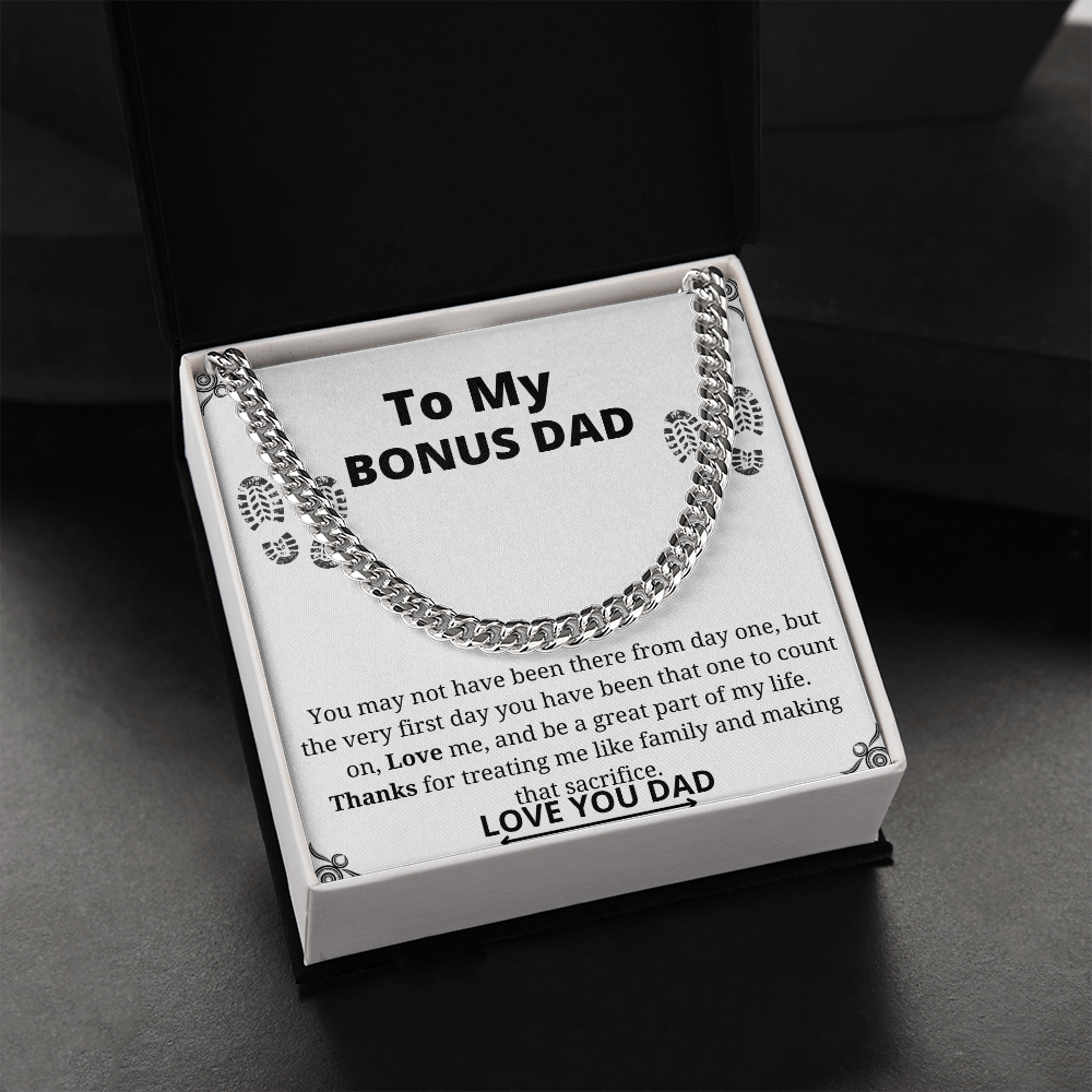 To My Bonus Dad Cuban Link Chain
