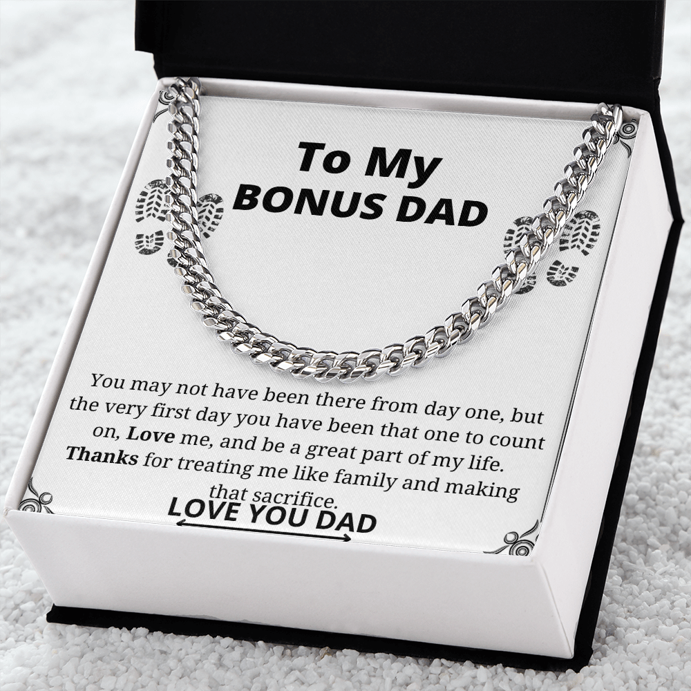 To My Bonus Dad Cuban Link Chain