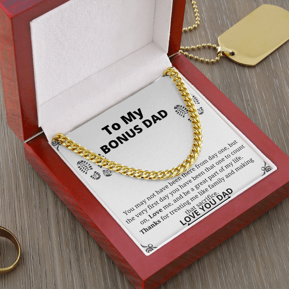To My Bonus Dad Cuban Link Chain