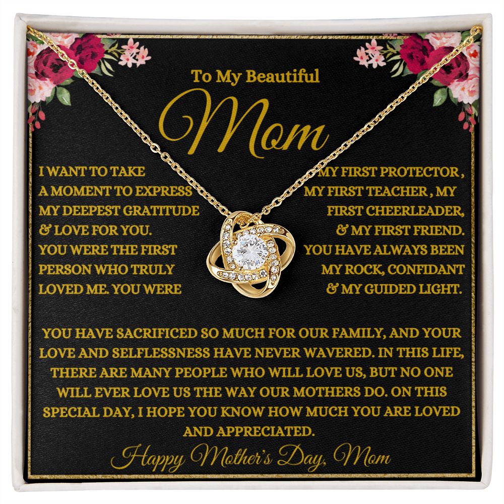 To My Beautiful Mom | My Rock | Love Knot Necklace