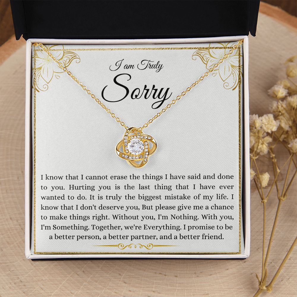 I Am Truly Sorry | Give Me A Chance | Love Knot Necklace