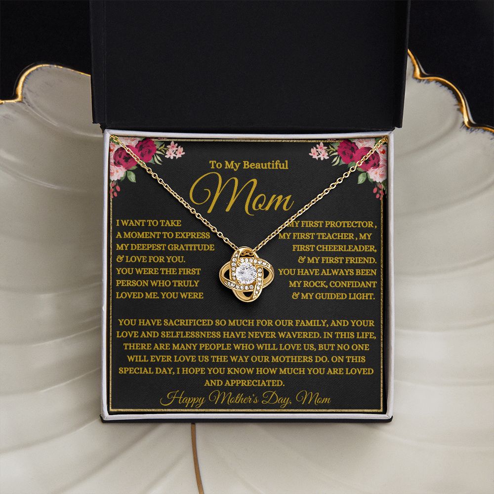 To My Beautiful Mom | My Rock | Love Knot Necklace