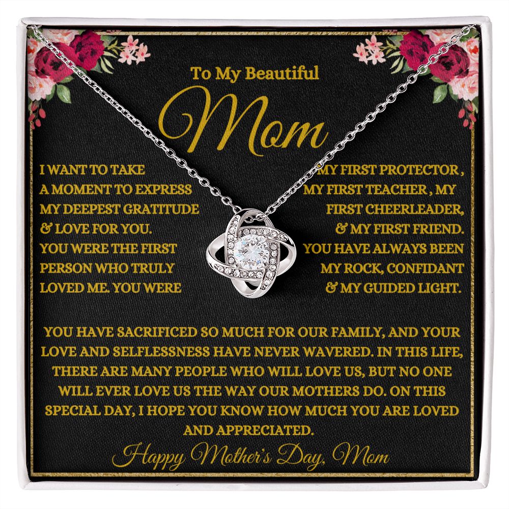 To My Beautiful Mom | My Rock | Love Knot Necklace