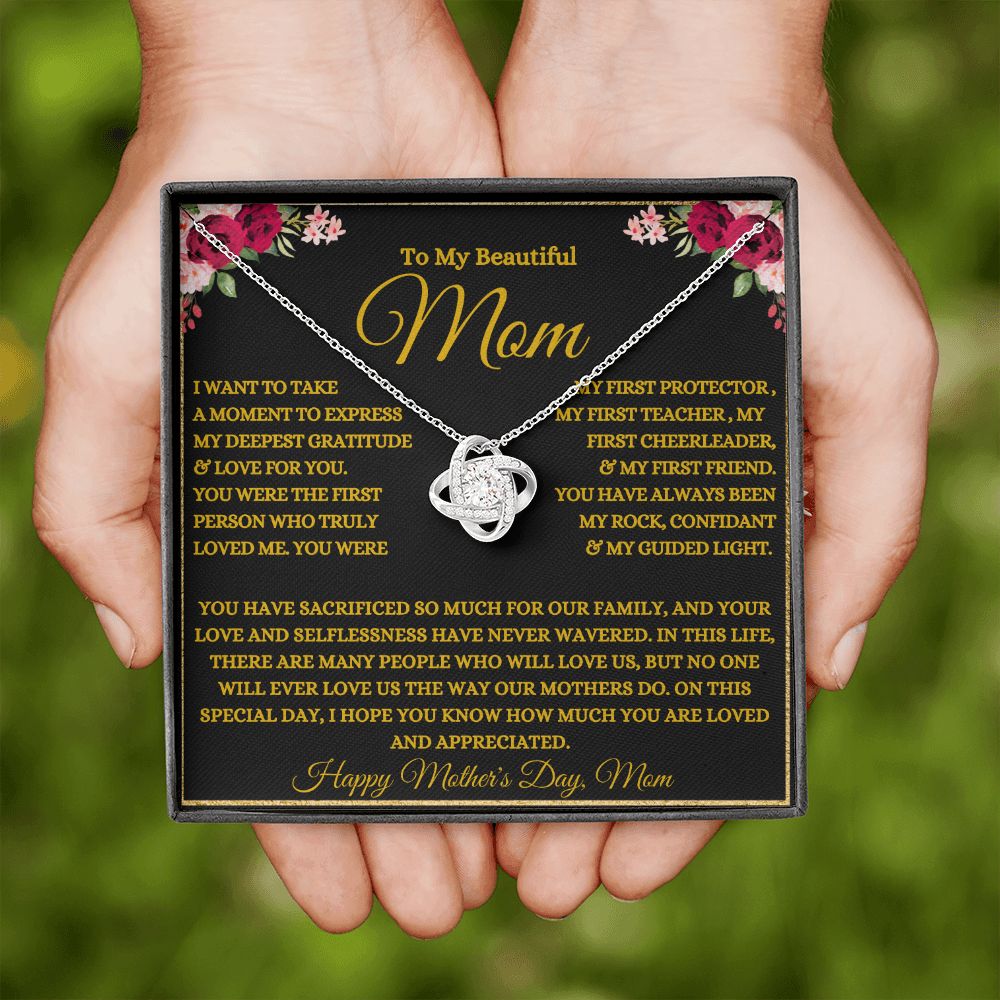 To My Beautiful Mom | My Rock | Love Knot Necklace