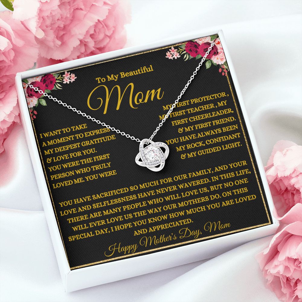 To My Beautiful Mom | My Rock | Love Knot Necklace