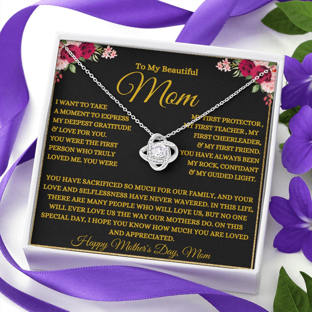 To My Beautiful Mom | My Rock | Love Knot Necklace