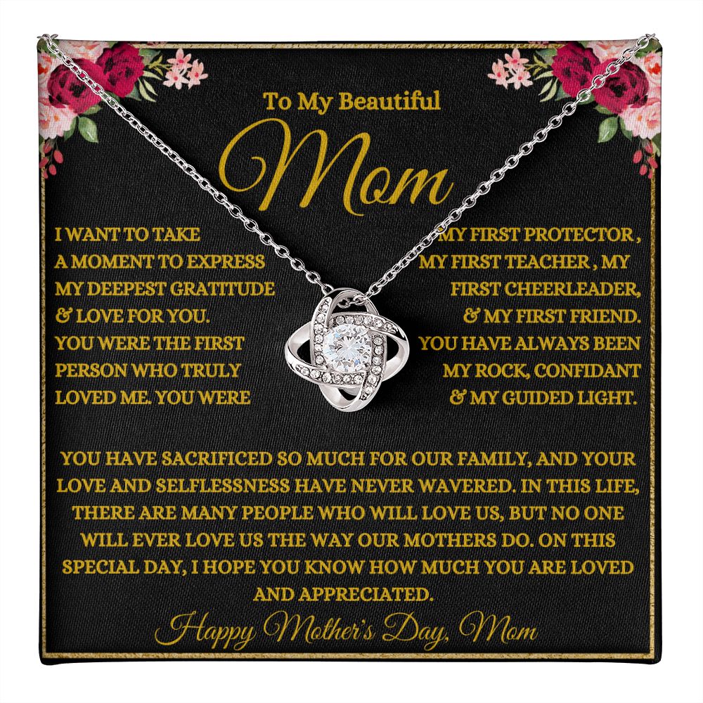 To My Beautiful Mom | My Rock | Love Knot Necklace