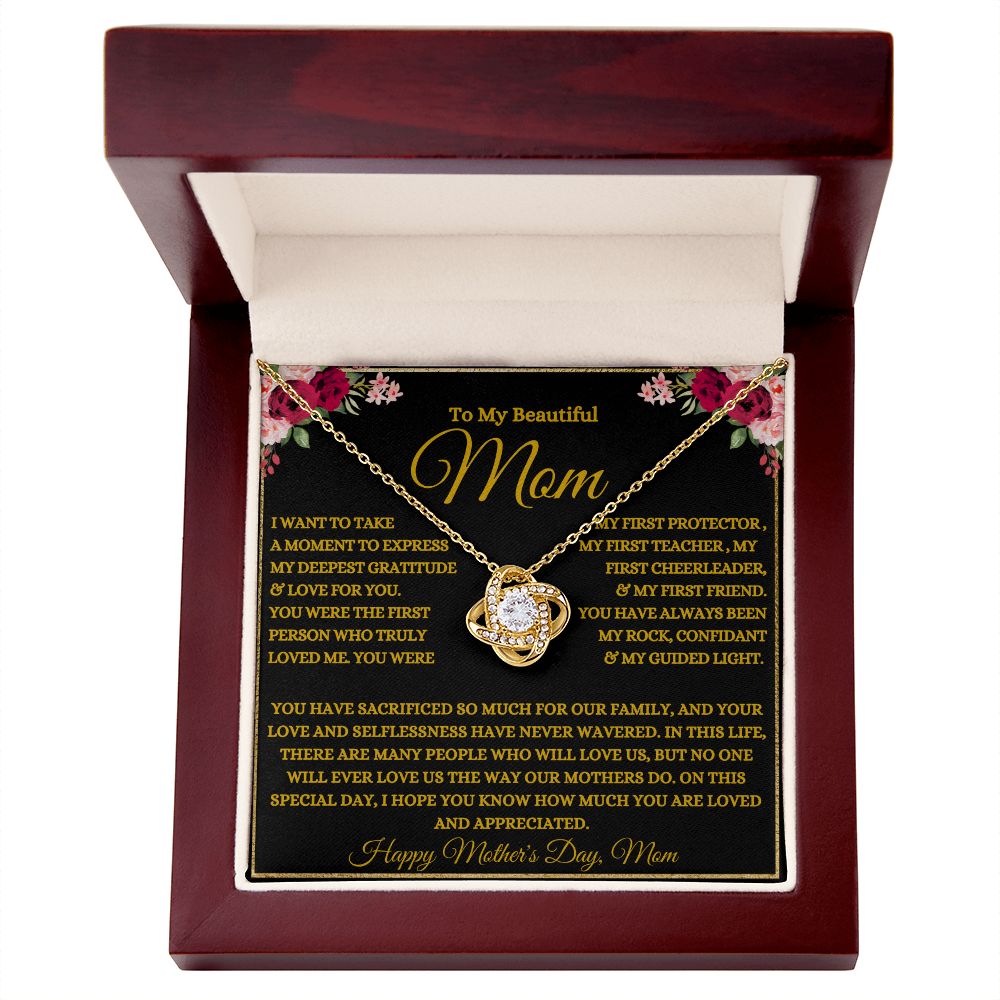 To My Beautiful Mom | My Rock | Love Knot Necklace