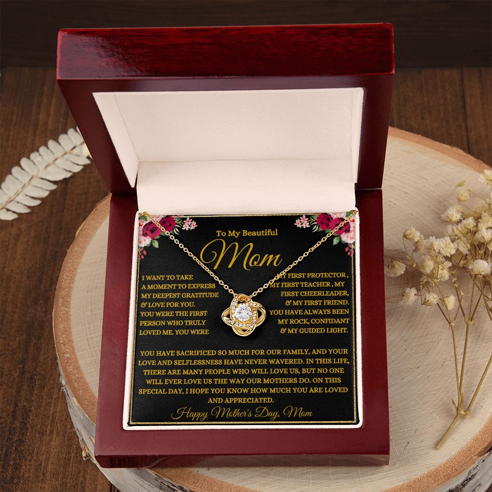 To My Beautiful Mom | My Rock | Love Knot Necklace