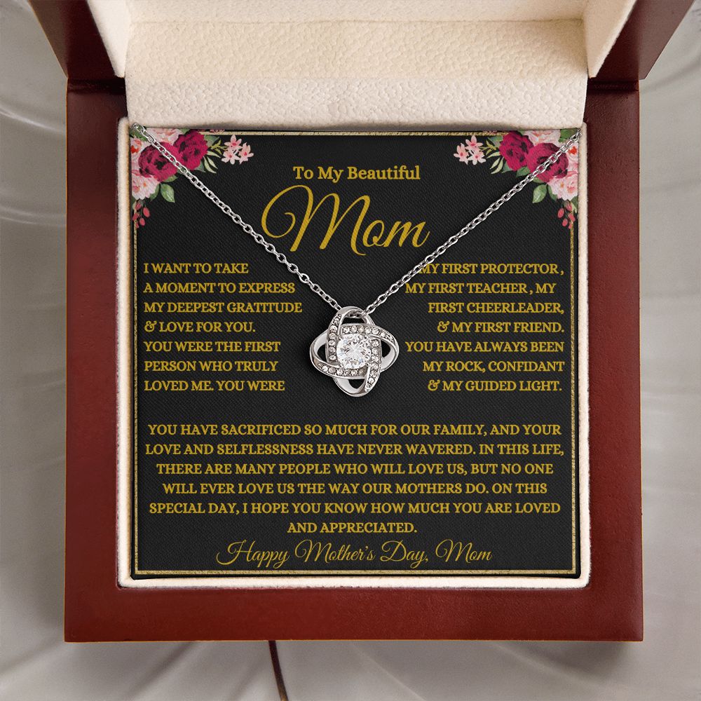 To My Beautiful Mom | My Rock | Love Knot Necklace